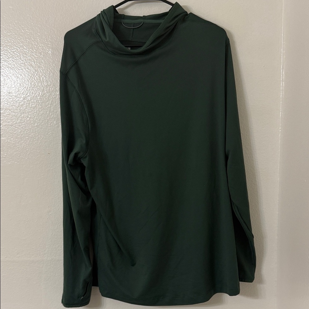 New! All in Motion Funnel Neck Green Athletic hoodie w/ thumb slots - Size: L